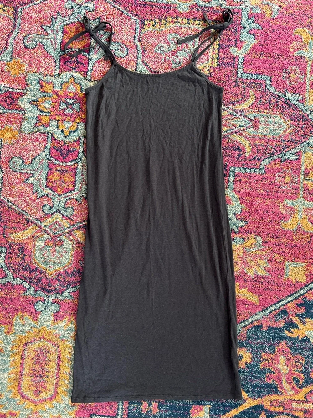 Marine Layer | Women’s Charcoal Grey Farrah Tie Strap Midi Tank Slip Dress Sz S